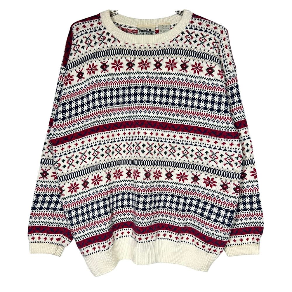 Vintage Nordic Pattern Sweater Northern Reflections Mens Size Large Indie Ski